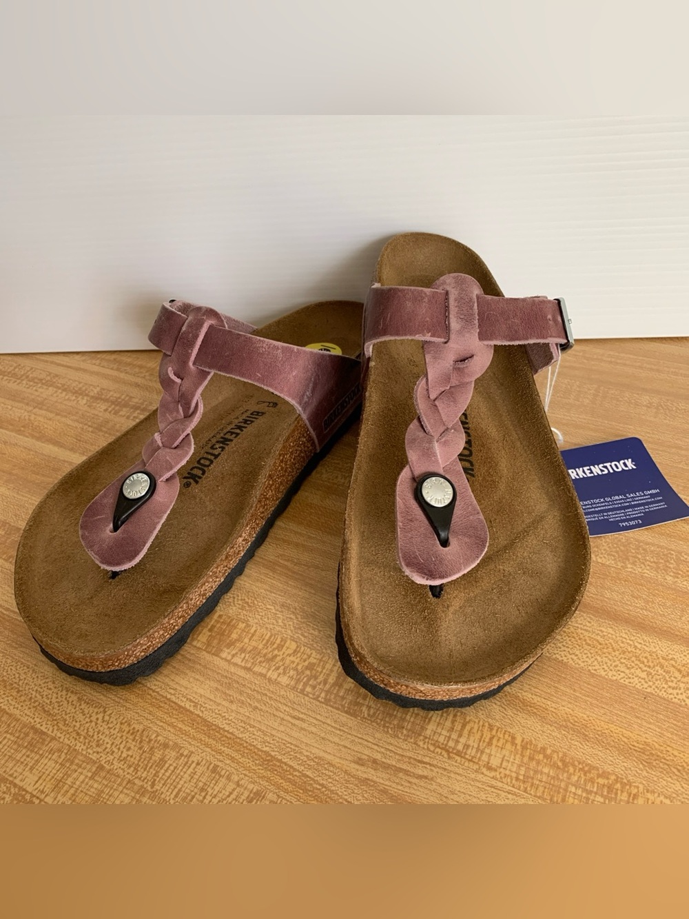 Birkenstock Women’s Sz 9 Lavender Braided Oiled Leather Gizeh Thong Sandal